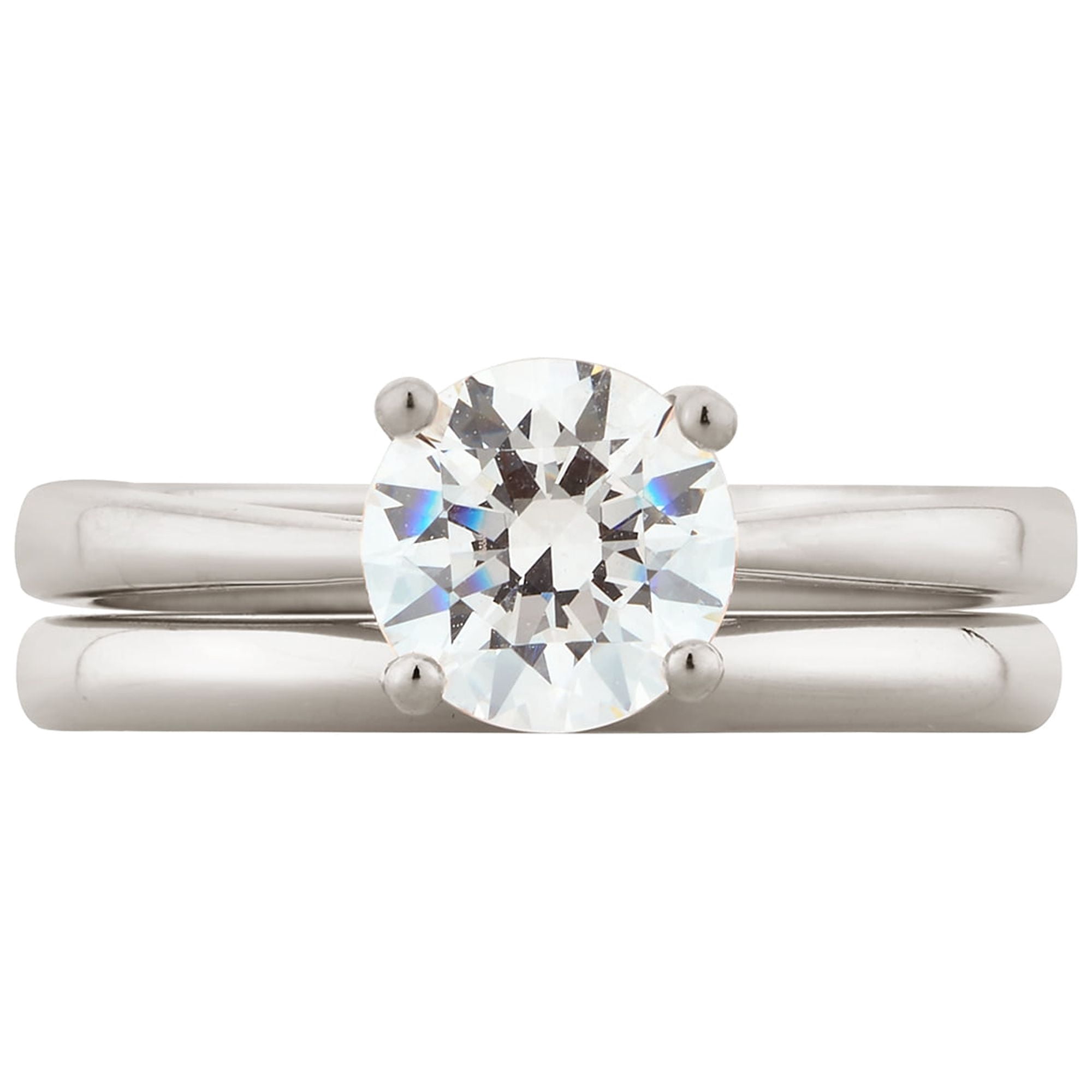 1-1/3 Carat T.W. Round Swarovski Sterling Silver Solitaire Bridal Set