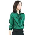 thumbnail image 2 of Nueva camisa de satén de seda real, blusa de seda morera de manga larga para mujer, blusas con cuello de lazo de estilo nuevo para primavera y otoño, 2 of 5