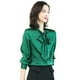 thumbnail image 2 of Nueva camisa de satén de seda real, blusa de seda morera de manga larga para mujer, blusas con cuello de lazo de estilo nuevo para primavera y otoño, 2 of 5