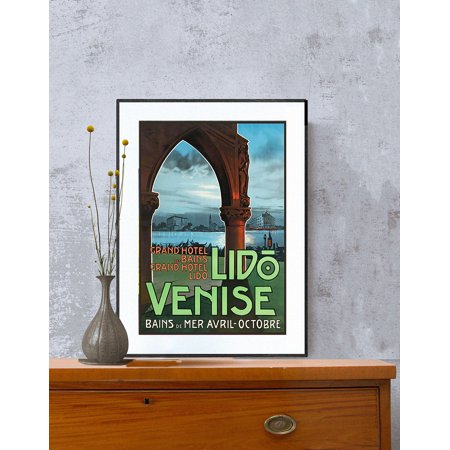 POSTER Lido Venise Bains de Mer, Grand Hotel des Bains, Grand Hotel Lido Vintage Travel Poster - Retro Lido Poster / Gift Idea / Wall Decor-UNFRAMED