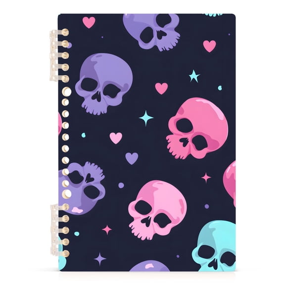 Skull Head and Heart Notebooks 1-subject Journal 60 Sheets A5 College Ruled Paper Detachable Ring 8.3"x5.7"