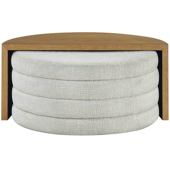 Steve Silver Florence Round Sand Wood Nesting Ottoman Coffee Table