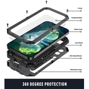 iPhone 13 Pro Max Case 6.7 with Screen Protector, TECHCIRCLE Heavy Duty Military Metal Hybrid Rugged Kickstand Water-Resistant Shockproof Full Protective Cover with Slide Camera Protector, Black