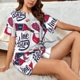 thumbnail image 6 of Bixox Women's Red Wine Glass Bottle Printed Pajama Set 2 Piece Lounge Set Top and Shorts Soft Pajamas, Shorts with Pockets, 6 of 7