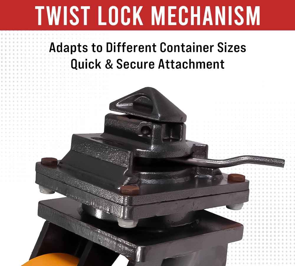(4 Pack) 8" ISO Shipping Container Double Caster Wheels with Brakes - 3 Ton Load Capacity (6600 lbs WLL/Unit) - Shipping Container Moving Wheels Swivel Plate with Twist Lock