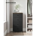 thumbnail image 3 of Commode en Tissu avec 4 Tiroirs et Cadre en Métal - Petite Commode en Noir Ébène et Brun Rustique, 3 of 13