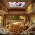 thumbnail image 2 of XYZCANDO Horse Camper Window Cover RV Window Shade Floral RV Skylight Cover RV Vent Covers for Roof Foldable RV Skylight Window Shade UV Rays Protection Camper Trailer Fan Vent Cover Pink, 2 of 7