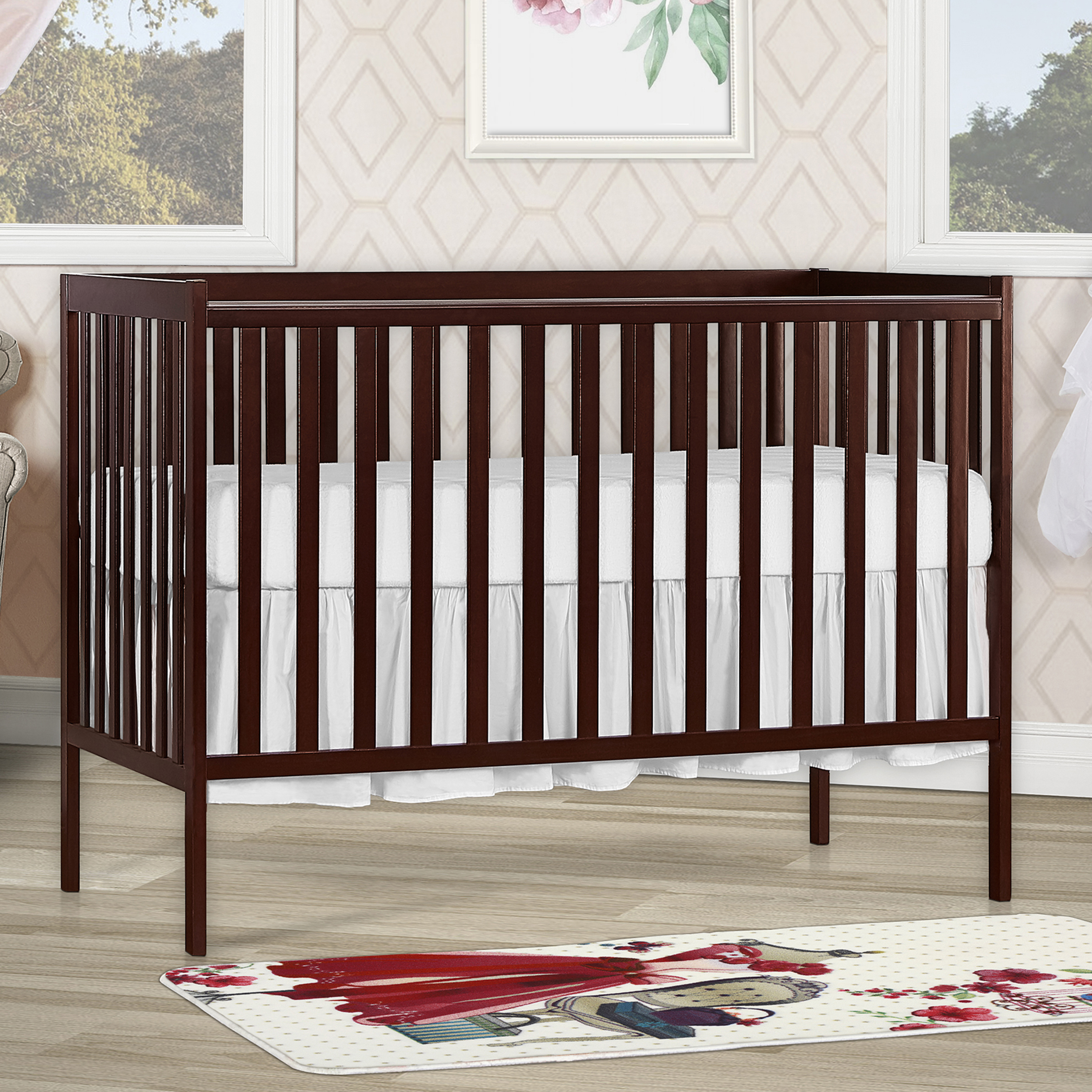 Nursery Essentials Bundle of Dream On Me Synergy 5 in 1 Convertible Crib, Dream On Me Emily Changing Table, with a Dream On Me Twilight 5” 88 Coil Inner Spring Crib And Toddler Mattress In Espresso
