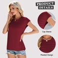 thumbnail image 3 of TEMOFON Womens Cap Sleeve Tops Plain Pleated T-shirts Casual Loose Tank Top Solid Color Basic T-shirts, 3 of 6