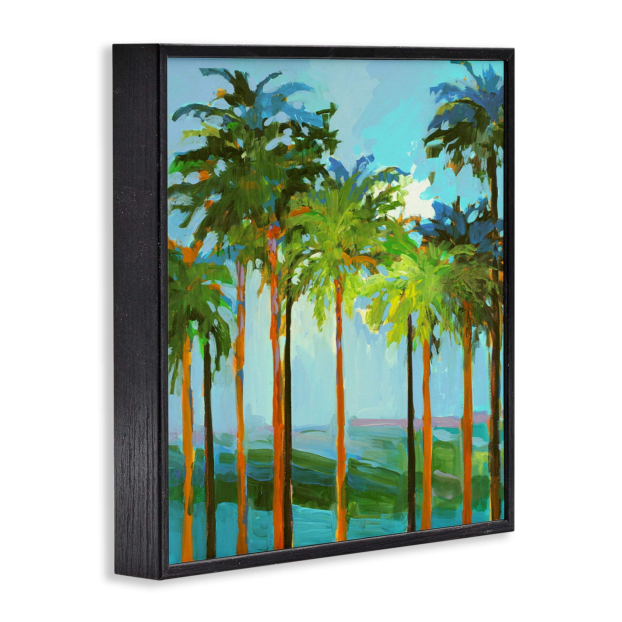 Stupell Industries Tall Palms Abstraction Coastal Painting Black Framed Art Print Wall Art, 24 x 24