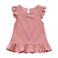 thumbnail image 1 of LLYWEY Toddler Girls Ruffle Tops, Baby Girl Linen Ruffles Hem Sleeveless T-Shirts, Kids Solid Color Keyhole Back Summer Round Neck Sleeveless Loose Casual Blouses Shirts, Style-T-12, Pinks, 12 Months, 1 of 9