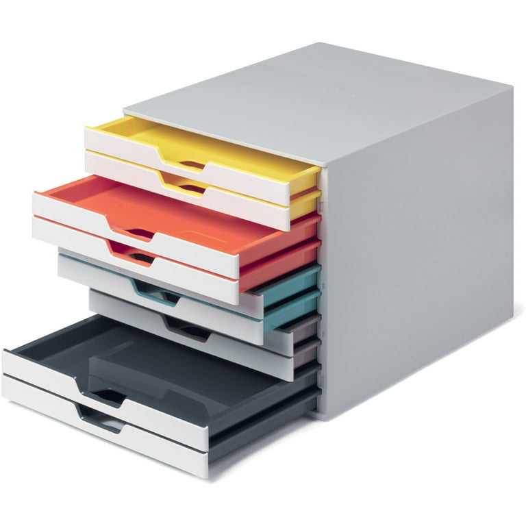 DURABLE VARICOLOR MIX 10 Drawer Desktop Storage Box, White/Multicolor - 10 Drawer(s) - 11 DURABLE VARICOLOR MIX 10 Drawer Desktop Storage Box, White/Multicolor - 10 Drawer(s) - 11