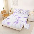 thumbnail image 2 of Manfei Princess Bowknot Full Size Sheets 4-Piece for Girls,Purple Geometric Stripes Bed Sheets for Teens Kids,Microfiber Bedroom Decor, 2 of 5
