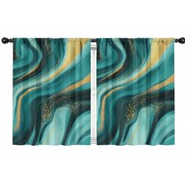 Blackout Kids Curtains,Teal Gold Marble Childrens Insulated Curtains Set Of 2,Bedroom Essentials,Toddler Room Decor 42x54in(106x137cm)