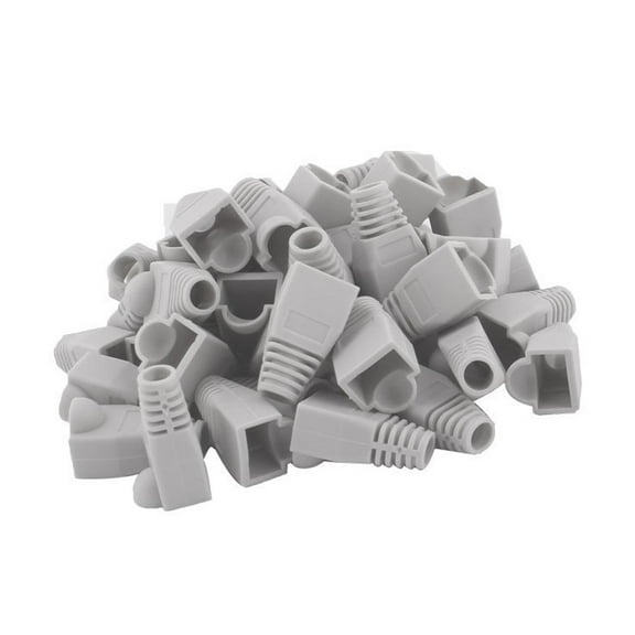 100 pcs Cat5e/Cat6/RJ45 Ethernet Cable Connector Strain Relief Boots Gray