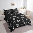thumbnail image 2 of spefrowx Simple Silhouette Ship Wheel Queen Bedding for Kids, Anchor Sail Lettering Bedding Comforter Set Queen, Black Reversible, 7-Piece, 2 of 6