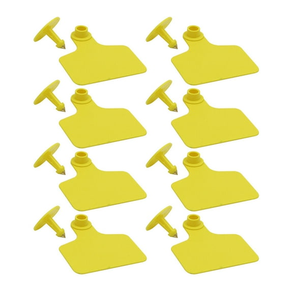 NICERIO 100Pcs Durable Yellow Plastic Ear Tags for Cattle Flexible Comfortable Animal Identification