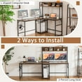 thumbnail image 2 of Giantex L Shaped Desk, Sturdy Computer Desk w/ Power Outlet, Long Corner Desk Home Office Table, Brown, 2 of 6