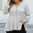 thumbnail image 4 of HAiming Plus Size Sweaters for Women Long Sleeve V Neck Button Dress Tops Casual Loose Pullover Solid Tunic Shirt, 4 of 8