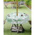 thumbnail image 3 of Navy Blue Spring Floral Outdoor Tablecloth - 54 Inch Round Dining Table Cover, Watercolor Summer Botanical Waterproof Outdoor Table Cloth with Umbrella Hole & Zipper for Picnic/Patio/Party, 3 of 5