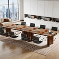 thumbnail image 4 of 63 Inch Farmhouse Executive Desk Vintage Computer Desk Large Wood Writing Desk Conference Table Workstation For Home Office Study (Walnut Brown), 4 of 8