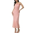 thumbnail image 2 of INSPIRE CHIC Women's Dress Floral Lace  Square Neck Spaghetti Strap Bodycon Cocktail Maxi Dress XL Pink, 2 of 6