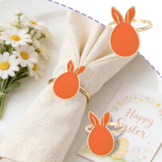 SSZMDLB Easter Egg Napkin Ring, Colorful Metal Napkin Holder, Cute Bunny Napkin Ring for Party, Western Restaurant Table Decor, European Style Napkin Buckle, Spring Holiday Napkin Ring