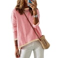 thumbnail image 3 of XCHQRTI Women's Striped Long Sleeve Tops Drop Shoulder Color Block Shirts Lightweight Pullover, 3 of 7