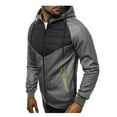 thumbnail image 3 of One opening Men Autumn Hoodie Splicing Hooded Long Sleeve Zip-Up Sport Jacket with Pockets, 3 of 7
