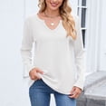 thumbnail image 2 of EDFBUYKRS Women's Long Sleeve Blouse Lace Knit Loose Casual Tops Xl, 2 of 6
