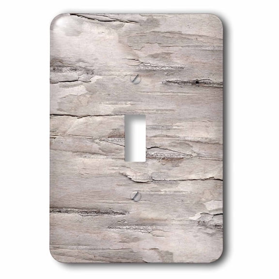 3dRose, White Distressed and Weathered Faux Printed Birch Wood Effect, single toggle switch
