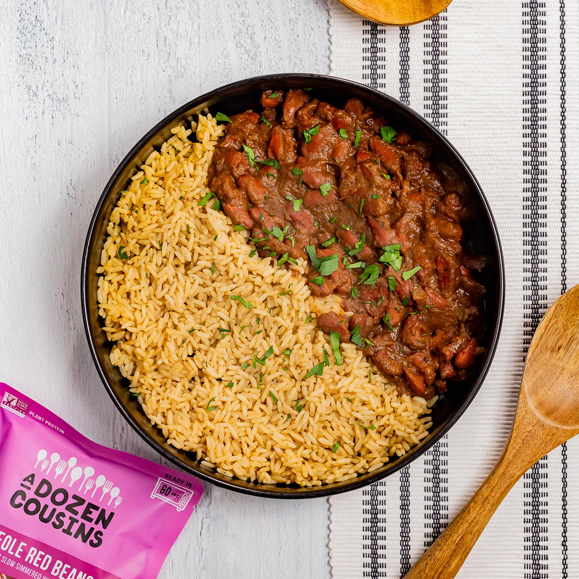 A Dozen Cousins Seasoned Beans, Microwaveable, Vegan and Non-GMO Meals Ready to Eat Made with Avocado Oil (Creole Red Beans, 6 Pack)