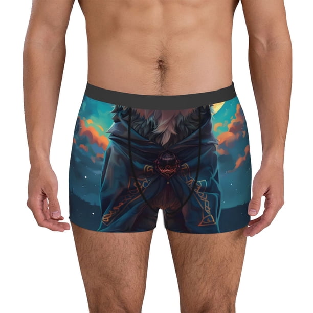 Balery Starry Sky Moon Wolf Leader Calzoncillos bóxer para hombre, ropa interior de algodón suave y transpirable con cinturilla de nailon-XX-Large