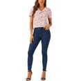thumbnail image 2 of INSPIRE CHIC Women's Printed Tie V Neck Short Sleeves Straight Loose Blouse Tops, 2 of 4