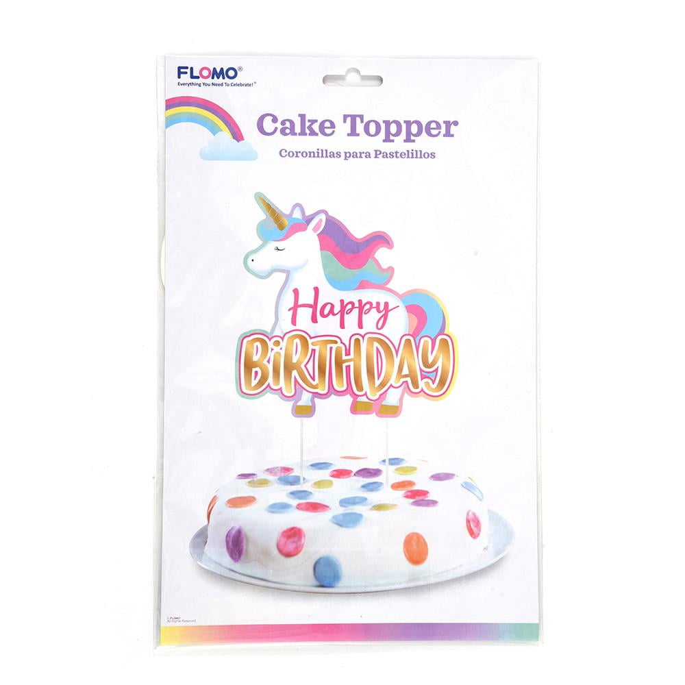 Unicorn Birthday Cake Decor Topper Cute Horn Ears Flower Party Ornament Prop 