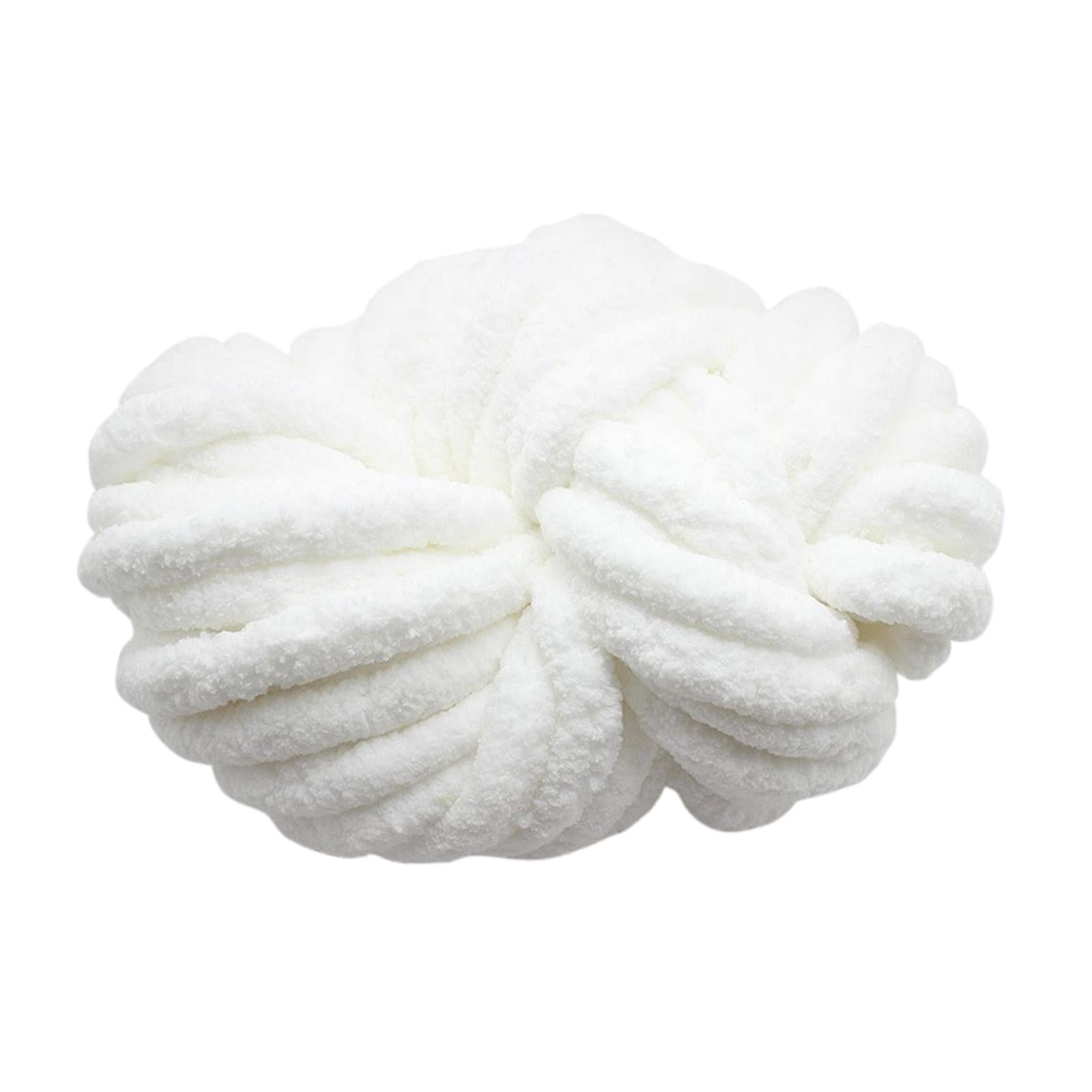 Abbraccia Chunky Chenille Yarn for Crocheting, Bulky Thick Yarn for Knitting,Super Bulky Chunky Yarn for Hand Knitting Blanket Pure White