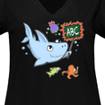 thumbnail image 4 of Inktastic Teacher Shark with School of Fish Women's Plus Size V-Neck T-Shirt, 4 of 5