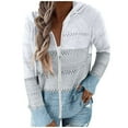 thumbnail image 5 of Outfmvch sweaters for women Fashion Casual Patchwork s Hooded Sweater Cardigan Zipper Coat womens tops womens sweaters Blue, 5 of 7