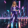 thumbnail image 2 of CONZONE Carnival Womens Aliens Dress Up Fashion Pu Leather Jumpsuit With Headwear Funny Party Stage Performance Outfits, 2 of 4