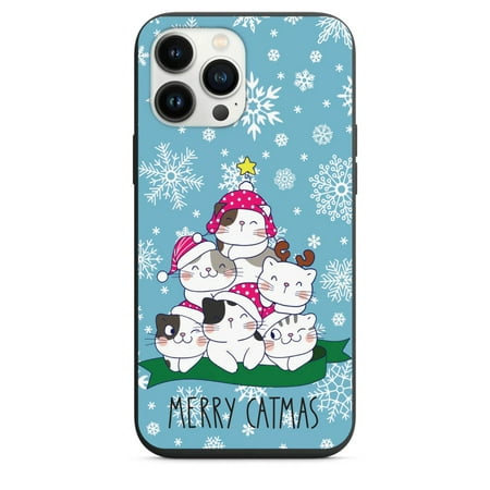 Merry Catmas Tree Design Phone Case for iPhone 7 8 X XS XR SE 11 12 13 14 Pro Max Mini Note s10 s10plus s20 s21 20plus