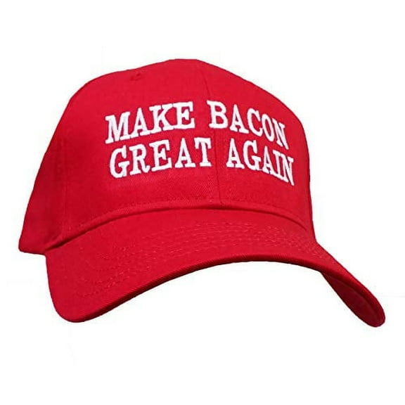Funny Make Bacon Great Again Embroidered Otto Baseball Cap-Red