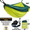 thumbnail image 3 of Hammock Camping Double Portable Hammock with 2 Tree Straps, Lightweight Nylon Hammocks for Backpacking, Travel Hiking, Travel, Beach, Backyard - Green, 3 of 3