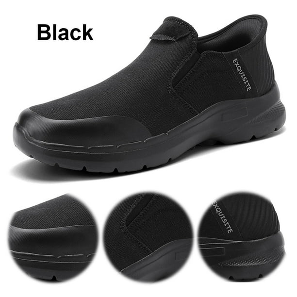Flash Zapatos Casuales Mocasines Lona Gran Tamaño para Hombres Zapatos Tela Sin Cordones para Hombres (negro 41)