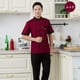 thumbnail image 2 of Chaqueta de chef unisex Blesiya, uniforme de camarero/camarera de hotel, manga corta, roja, talla M rojo, 2 of 7