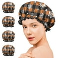 thumbnail image 7 of Shower Caps,Orange and Black Plaid Christmas Snowflake Pattern Waterproof Shower Cap for Women 4 Pieces,Double Reusable Hair Cover for Shower PEVA Elastic Stretch Hem, 7 of 7