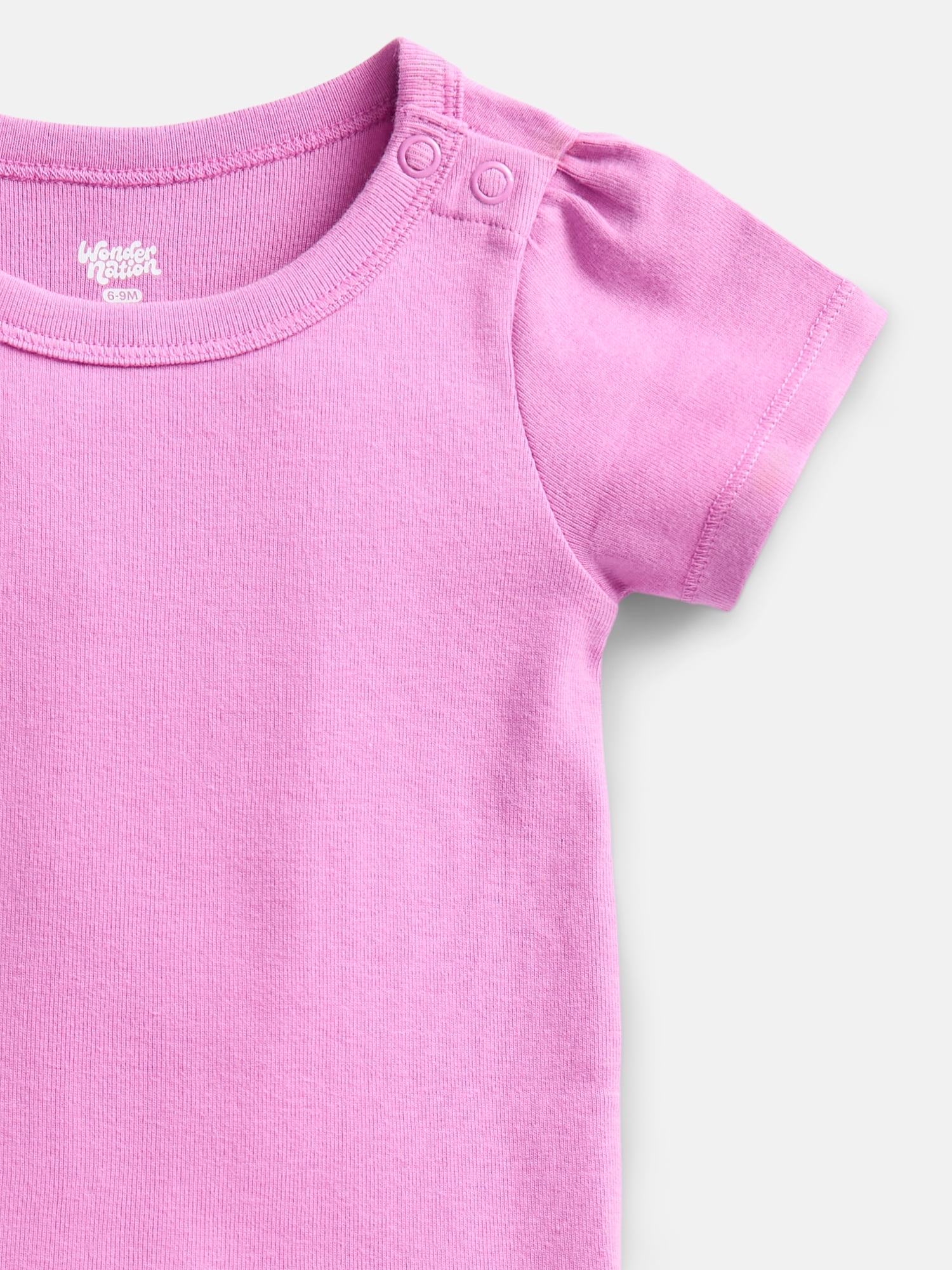 Wonder Nation Baby Girls Short Sleeve Bodysuits, 3-Pack, Sizes 0-24 Months