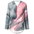 thumbnail image 3 of ICHUANYI Clearance Women's Summer Print Long Sleeve Shirts Zip Casual Tunic V-Neck Rollable Blouse Tops(Pink, S) ICHUANYI WER2023081109073, 3 of 4