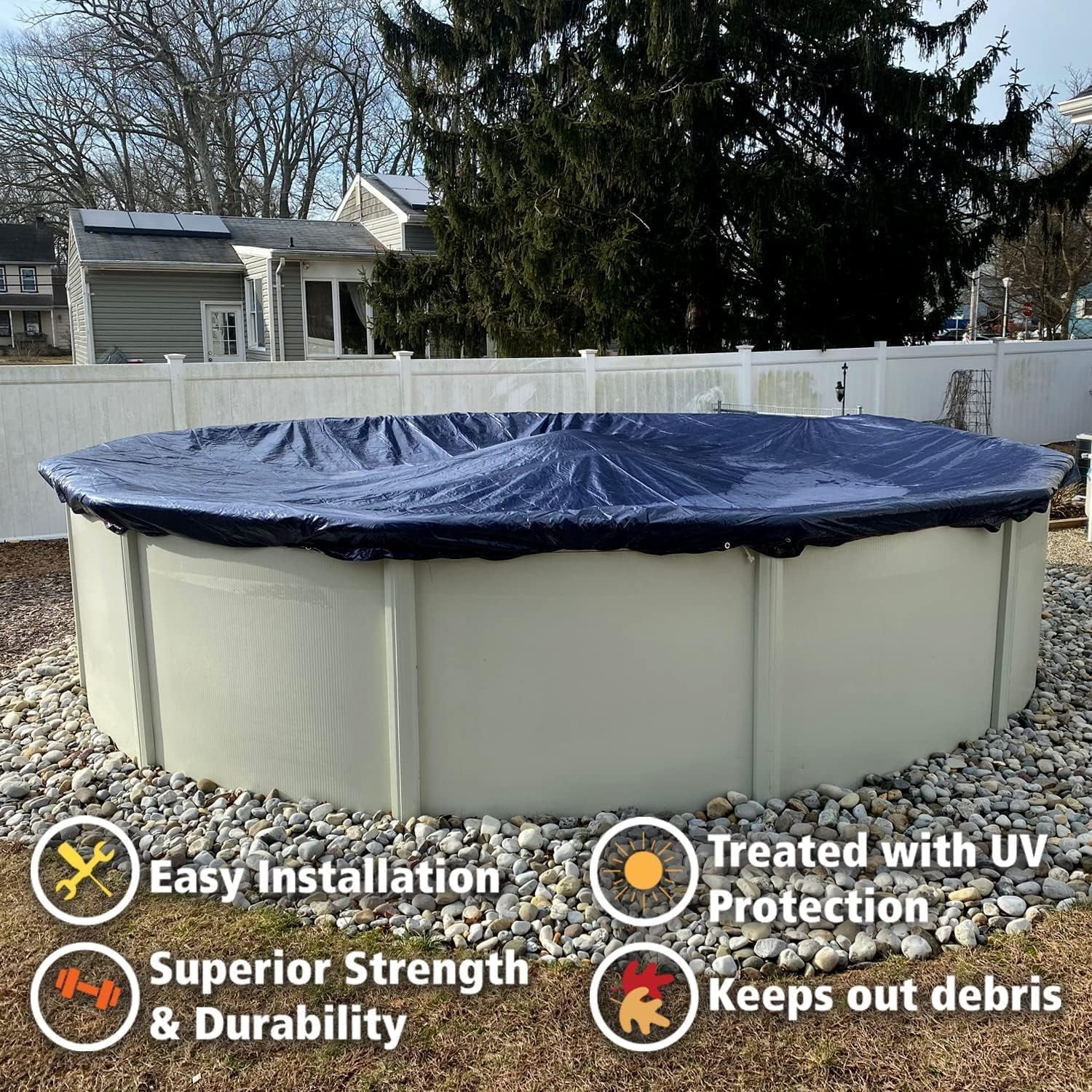 Winter Block Winter Pool Cover for Above Ground Pools, 16’ Ft. Round