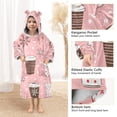 thumbnail image 3 of FORMRS Wearable Blanket Hoodie with Sleeves for Kids Cozy Flannel Sweatshirt, Brown Hand Drawn Cups, 3 of 7