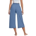 thumbnail image 4 of Palazzo Capri Pants for Women Spring Summer Elastic Waist Wide Leg Loose Fit Flowy Capris with Pockets, 4 of 6